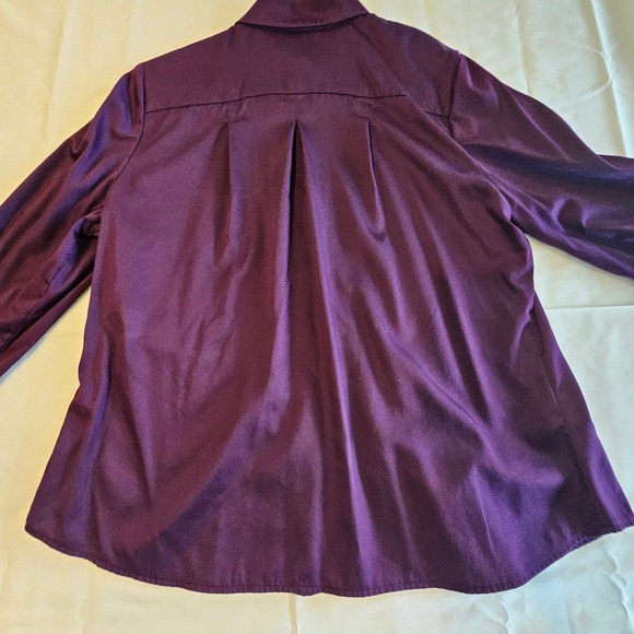 Coldwater Creek Plum Purple Pleated Tuxedo Front Button Down Blouse - Picture 3 of 8